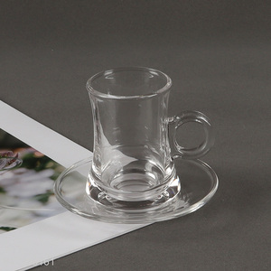 Good Quality 100ml Glass Teacup and Saucer Set for Juice Coffee