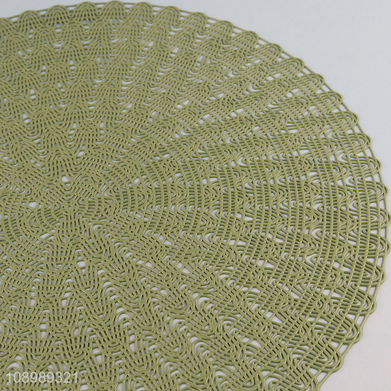 Top selling round green hollow tabletop decoration place mat dinner mat