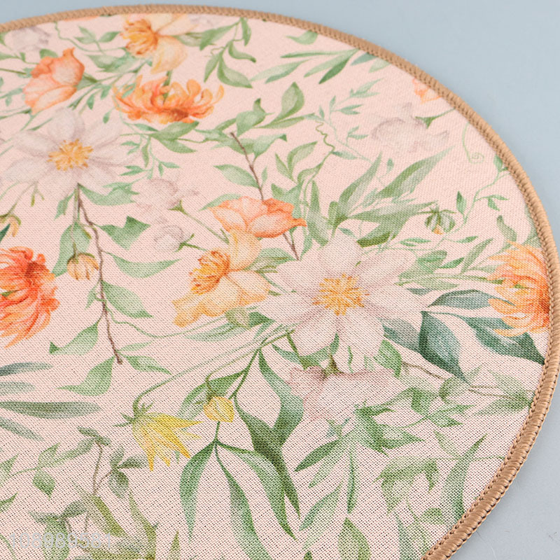 Good sale round flower pattern rubber place mat for home restaurant