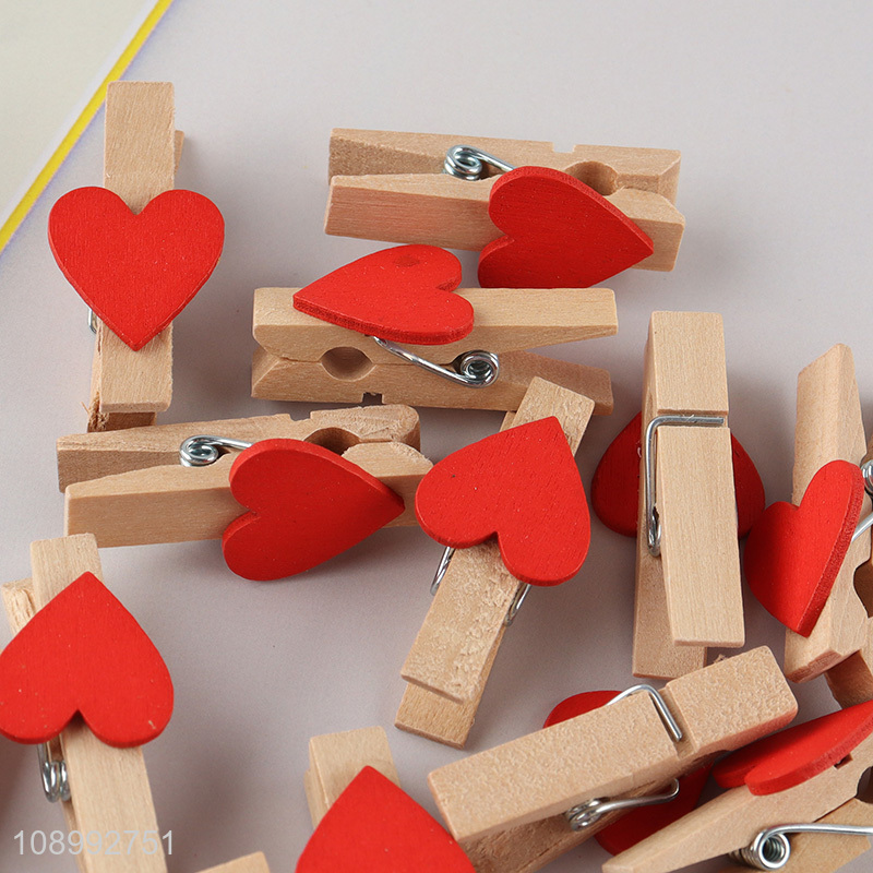 China factory 50pcs heart shape wooden paper clips for stationery