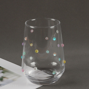 New Arrival Colorful Dots Glass Water Tumbler Stemless Wine Glasses