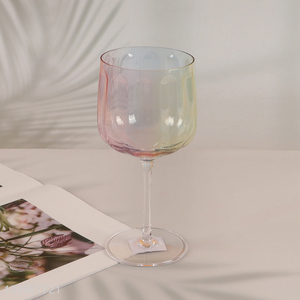 Hot Sale Rainbow Color Stemmed Wine Glasses Lead Free Champagne Glasses