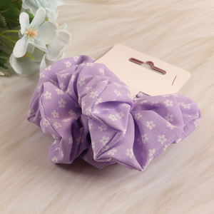 Factory Price 2PCS Floral Print Hair Scrunchies Elastic Hair Ties