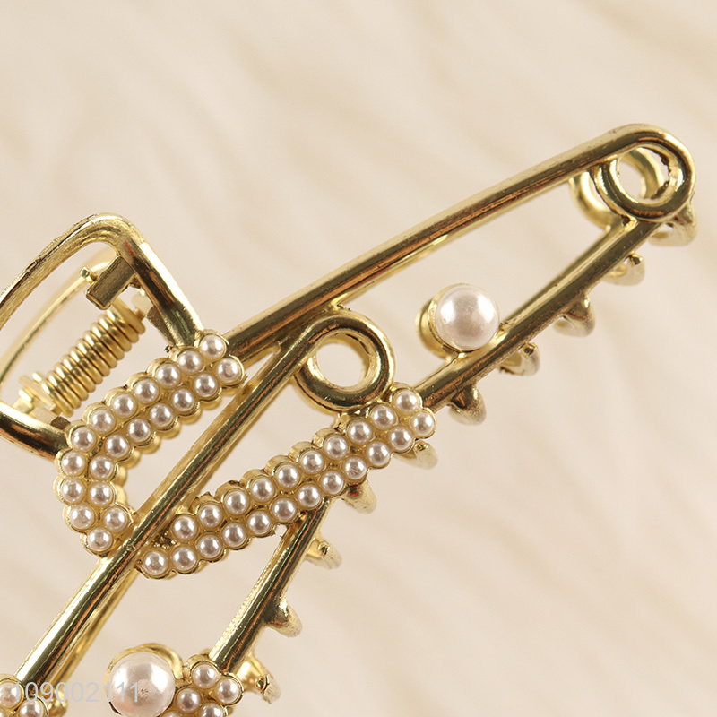 Good Quality Gold Metal Hair Claw Clips Large Pearl Hair Clips