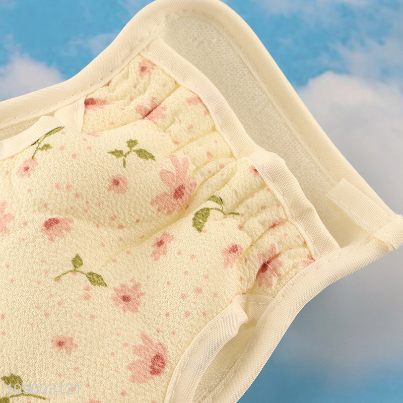 Hot Sale Floral Print Body Scrub Mitts Shower Bath Gloves for Women