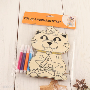 High Quality Halloween DIY Coloring <em>Wooden</em> <em>Craft</em> Kit Halloween Party Decorations