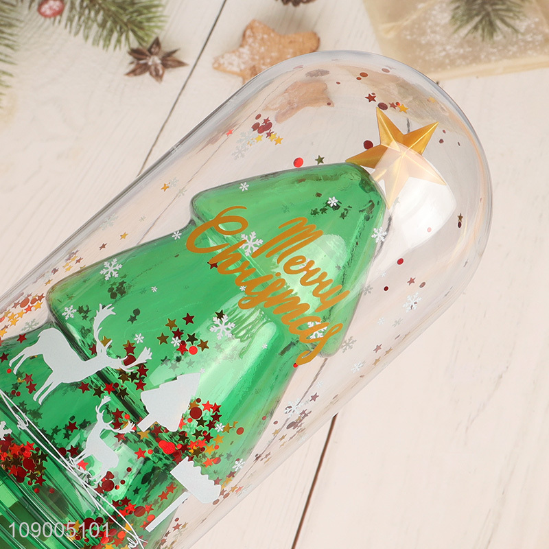 Hot products christmas tree shaped double-layer plastic cup water cup