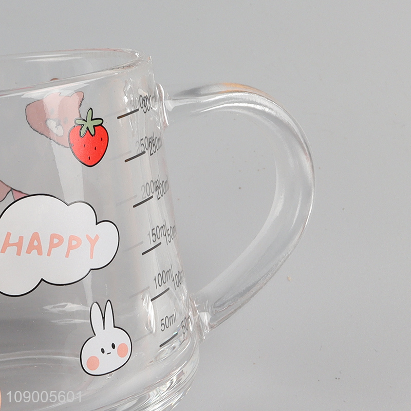 Online wholesale cartoon printed glass breakfast milk cup coffee cup