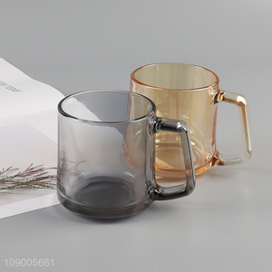 China supplier multicolor glass water cup drinking cup with handle