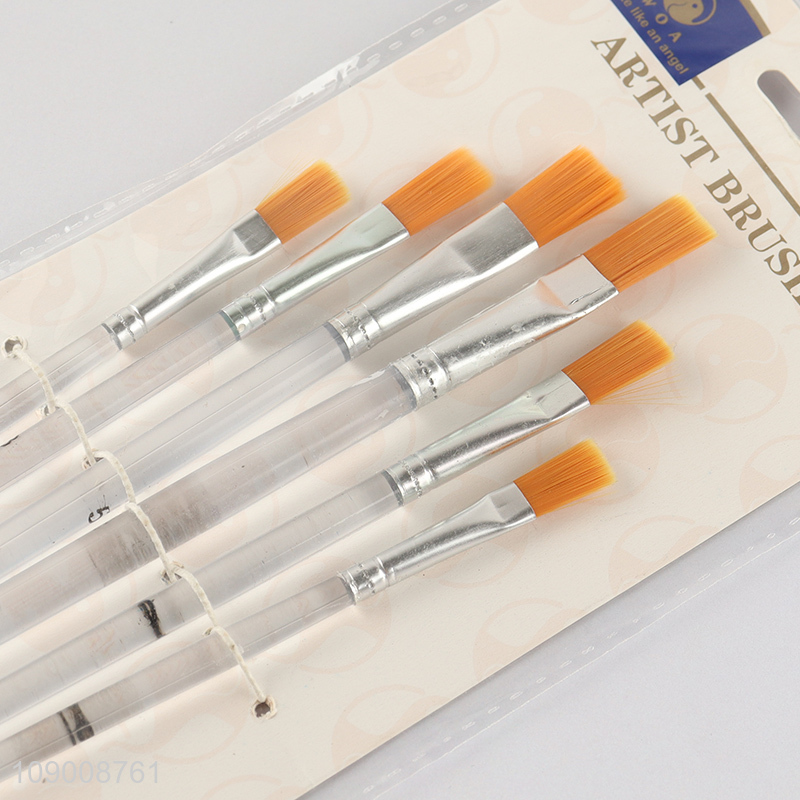 New Arrival 6PCS Flat Paint Brush for Acrylic Painting Oil Watercolor