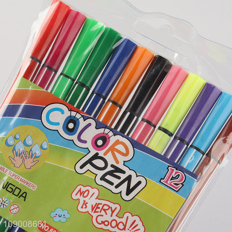 New Product 12 Colors Washable Watercolor Pens Art Markers for Kids