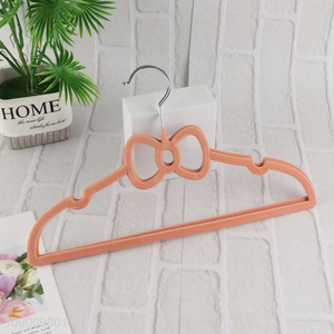 Hot Sale Plastic Velvet Clothes Hangers Bowknot Hangers for Kids Toddlers