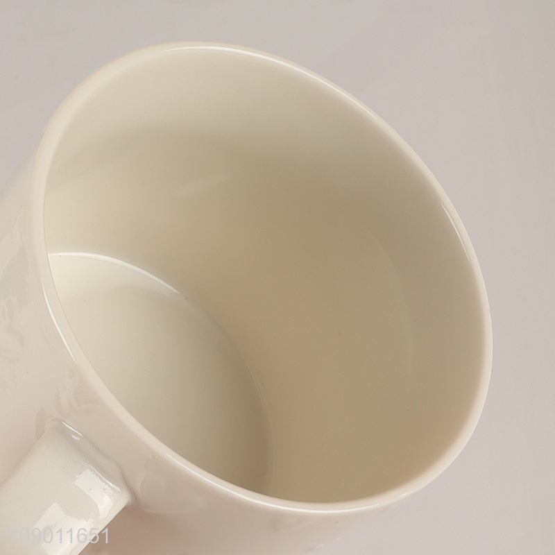 Most popular white ceramic water cup drinking cup with handle