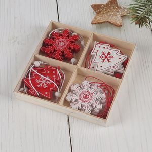 Hot selling snowflakes shape wooden christmas tree hanging decoration pendant decoration