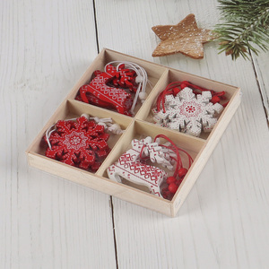 Hot selling snowflakes wooden christmas tree hanging decoration christmas decoration