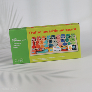 Popular products wooden educational kids traffic logarithmic board toys