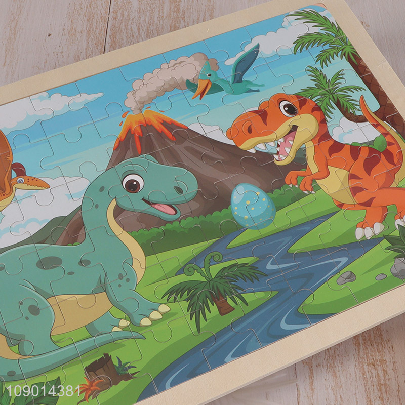 Factory price dinosaur pattern kids wooden puzzle toys for sale