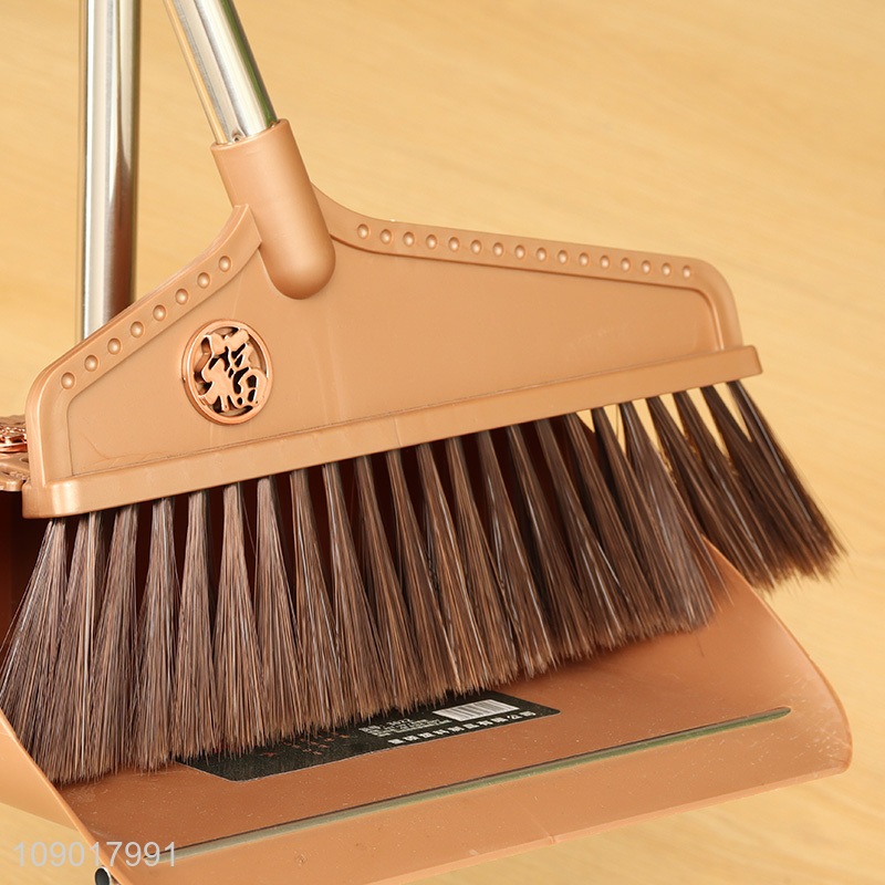 Good Quality Broom and Dustpan Set with Long Stainless Steel Handle