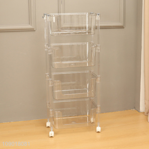 New Product 4 Tier Rolling Cart with Wheels for Kitchen Living Room