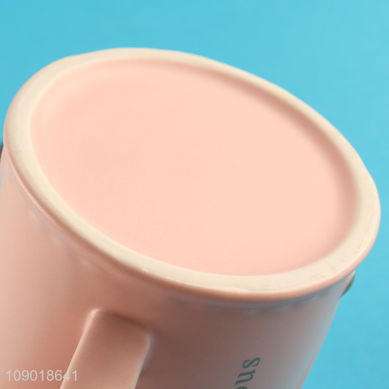 Good Quality 420ml Ceramic Coffee Mug Juice Cup with Lid & Spoon