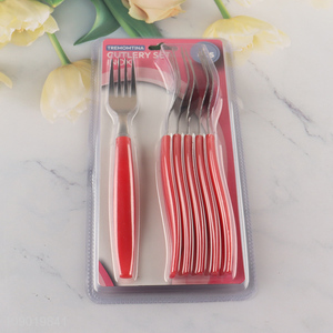 Popular Product 6PCS Dinner forks Plastic Handle Stainless Steel Dinner forks