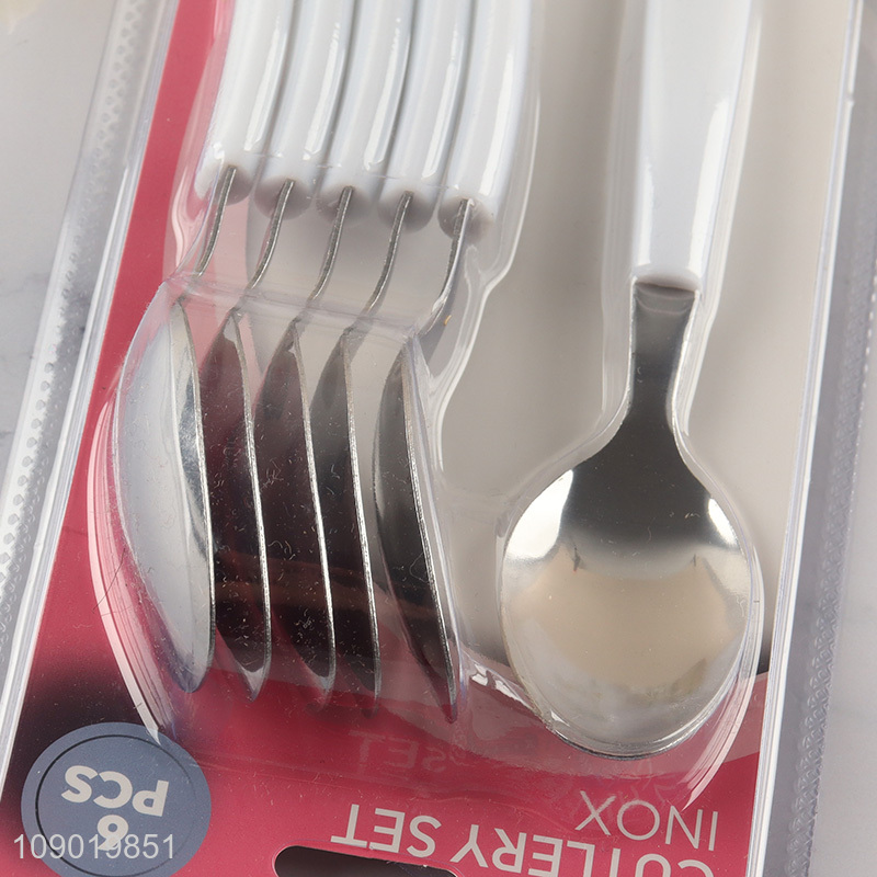 New Product 6PCS Dinner Spoons Plastic Handle Stainless Steel Dinner Spoons