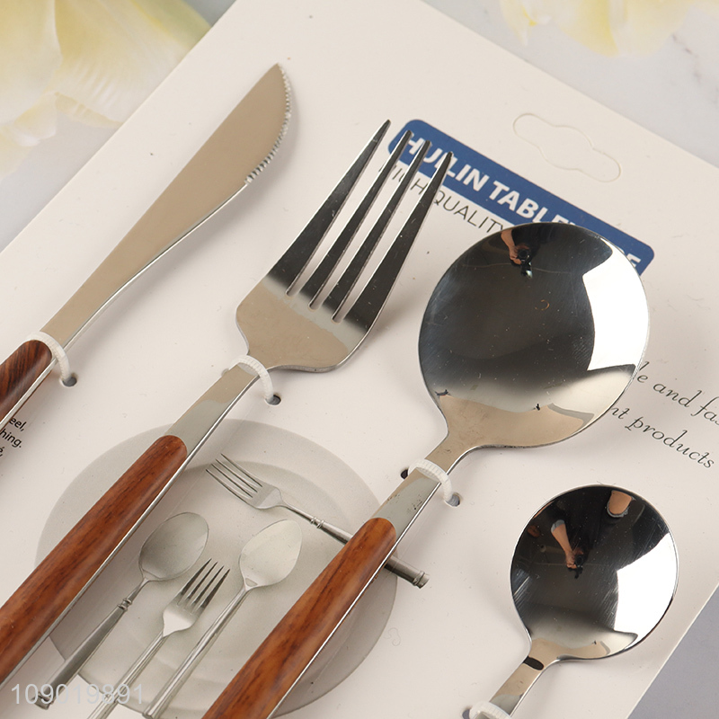 Hot Sale 4PCS Luxury Stainless Steel Flatware Set with Wood Grain Handles