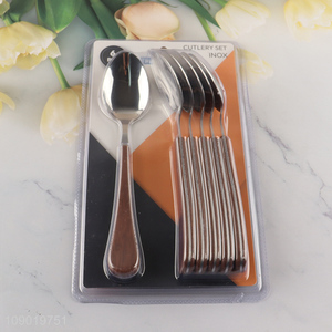 Popular Product 6PCS Stainless Steel Dinner Spoons Set with Plastic Handles