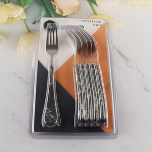 New Arrival 6PCS Stainless Steel Dinner forks Set with Plastic Handles