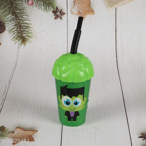 Yiwu market cartoon cartoon brain shape plastic straw drinking cup water cup