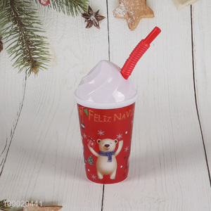 Hot products Christmas series plastic straw water cup drinking cup for sale