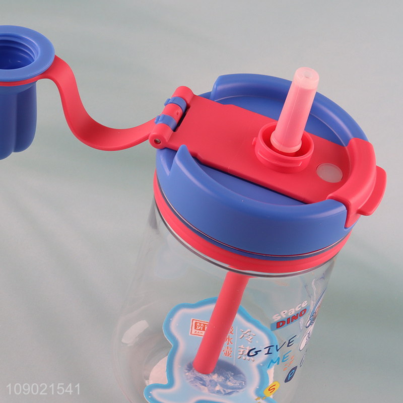 Good Quality 600ml Cute Kids Water Bottle with Straw & Leak Proof Lid