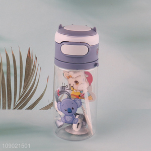 Wholesale 500ml Portable Kids Water Bottle Plastic Water Bottle with Straw