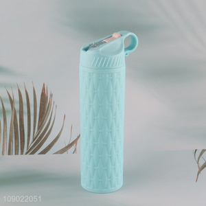 Online Wholesale 450ml Portable Double Walled Plastic Water Bottle with Straw