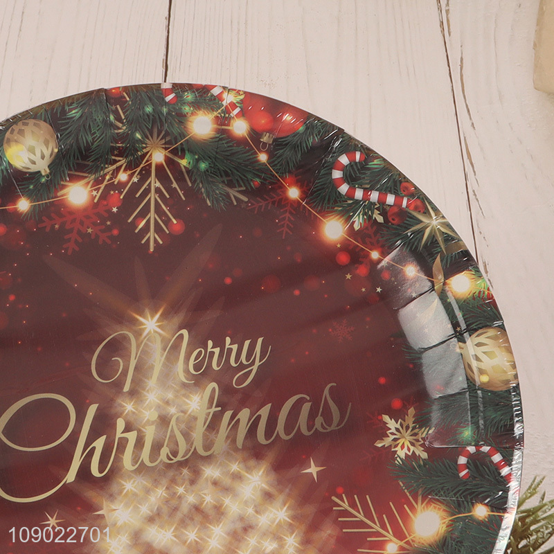 New arrival round Christmas party supplies disposable paper plate for dinnerware