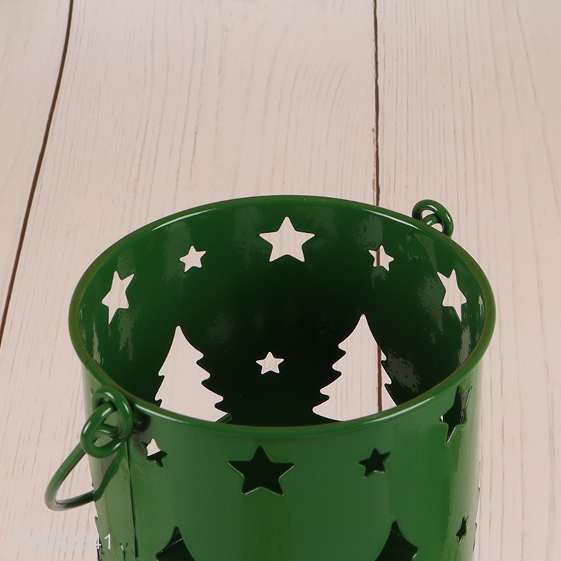 Best selling green Christmas decoration hanging metal candle holder for home decor