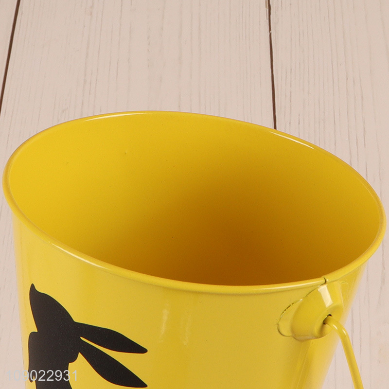 Hot selling multicolor iron bucket Easter rabbit handheld iron bucket