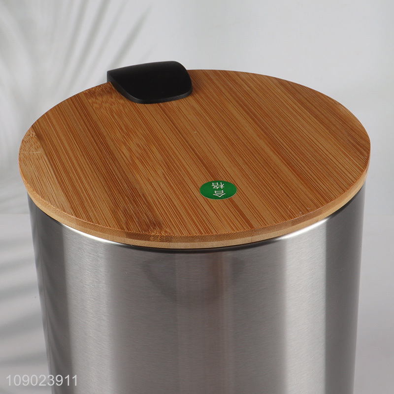 Factory supply 5Lhousehold pedal waste bin trash bin with bamboo lid