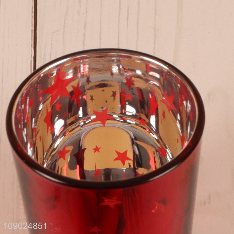 New arrival multicolor shiny plated star home decor glass candle holder