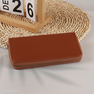 Hot products pu leather waterproof long style fashionable ladies wallet