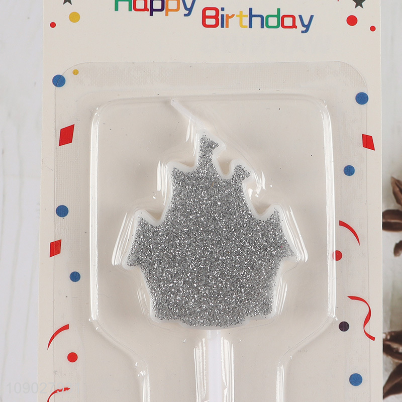 Good sale silver birthday cake decorative candle party supplies candle wholesale