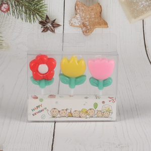 Good selling 3pcs multicolor birthday cake candle kids cupcake candle wholesale