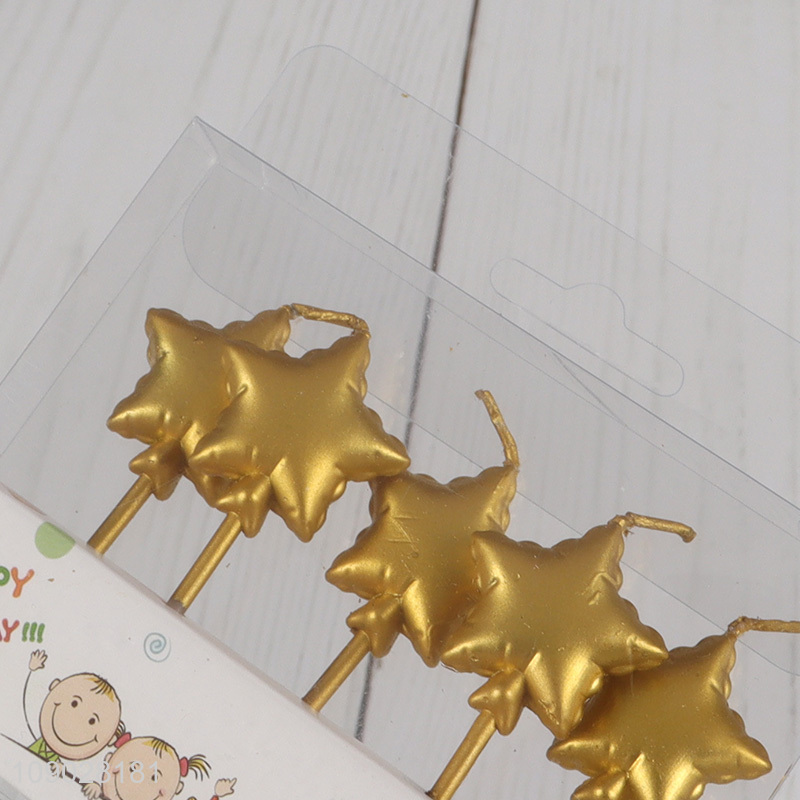 Top quality star shape golden birthday cake decorative candle party candle