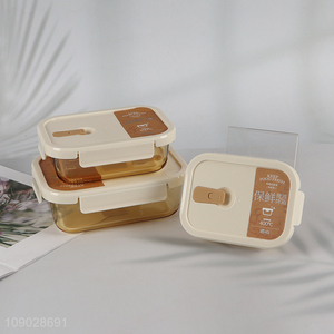 High Quality 380 620 1040ml Rectangular Glass Food Container with Lid for Lunch