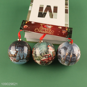 Hot selling 3pcs round Christmas tree hanging ornaments Christmas ball for decoration