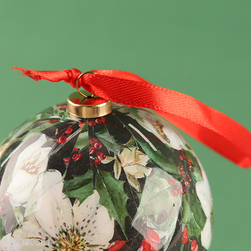 Good quality round flower pattern Christmas tree hanging ornaments Christmas ball