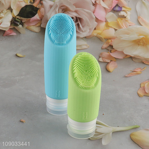 High quality portable travel silicone squeeze bottle with facial cleaning brush