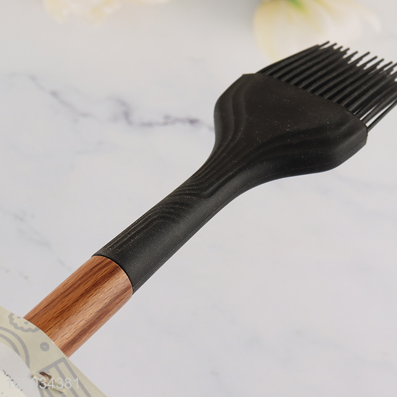 Best sale black silicone oil brush barbecue brush with wooden handle