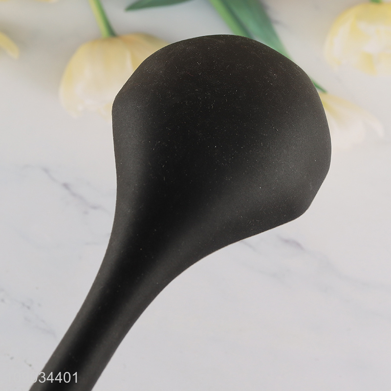 Hot items black silicone kitchen utensils basting spoon with wooden handle