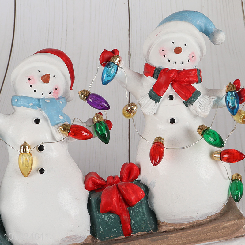 Wholesale LED Christmas Snowman Resin Figurines Christmas Statues Christmas Ornaments